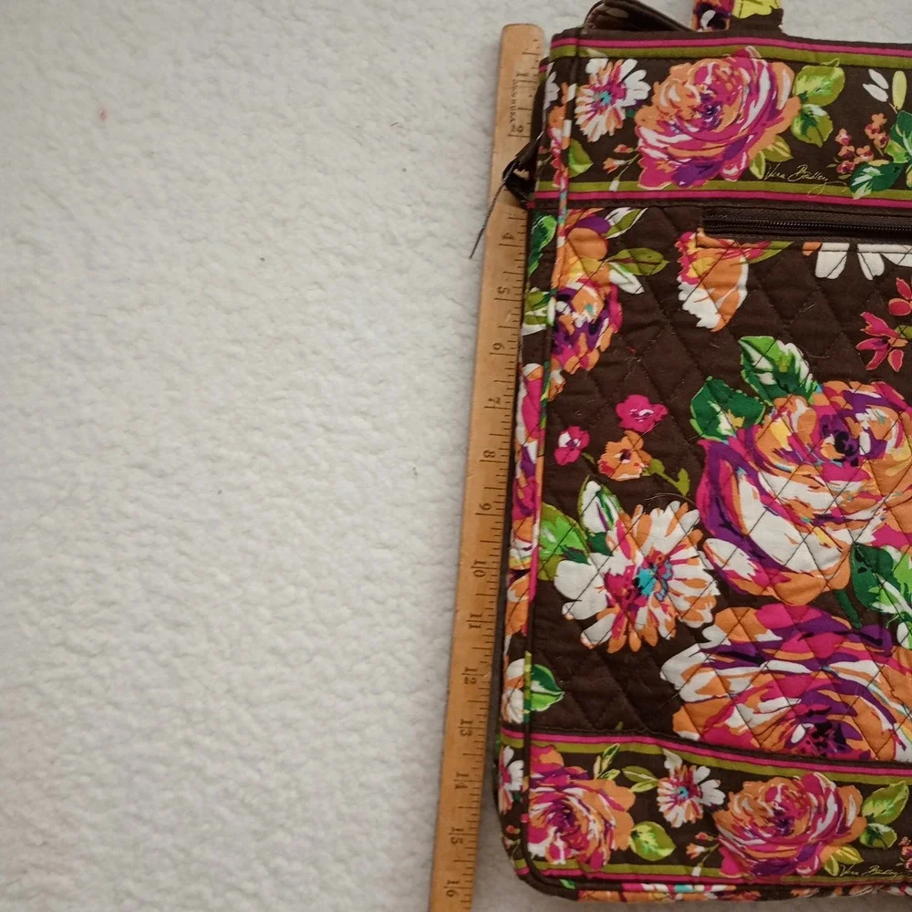 Vera Bradley Mocha Rouge Floral Quilted Laptop Tote Bag Checkpoint Friendly